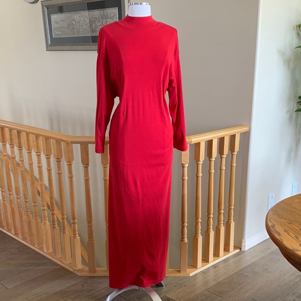 Long Cotton Ginny Chic Scarlet Red Casual Dress